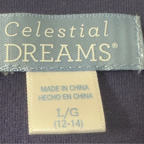 Celestial Dreams Sleeveless Blue Polka Dot Nightgown Sz L - Picture 3 of 3